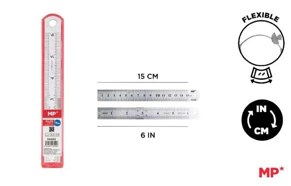 REGLA METÁLICA DE ACERO INOXIDABLE 15 cm