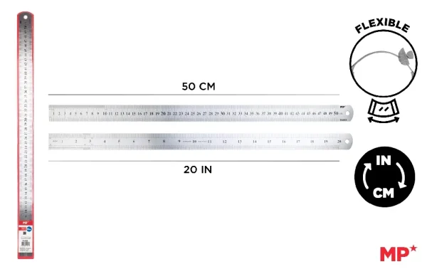 REGLA METÁLICA DE ACERO INOXIDABLE 50 cm