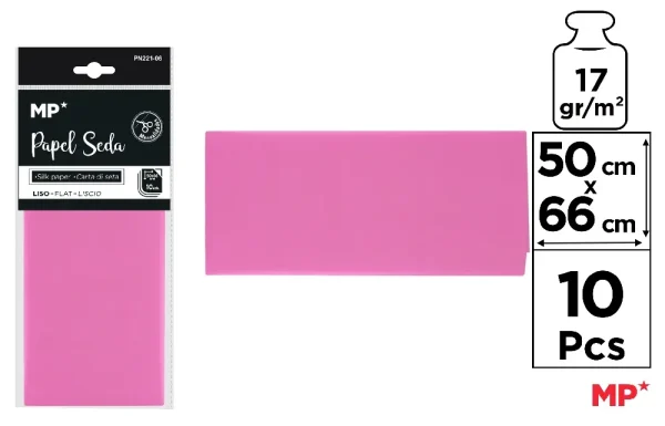 PAPEL SEDA ROSA 50 x 66 cm 10 Uds.