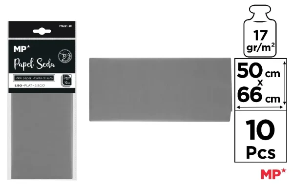 PAPEL SEDA GRIS 50 x 66 cm 10 Uds.