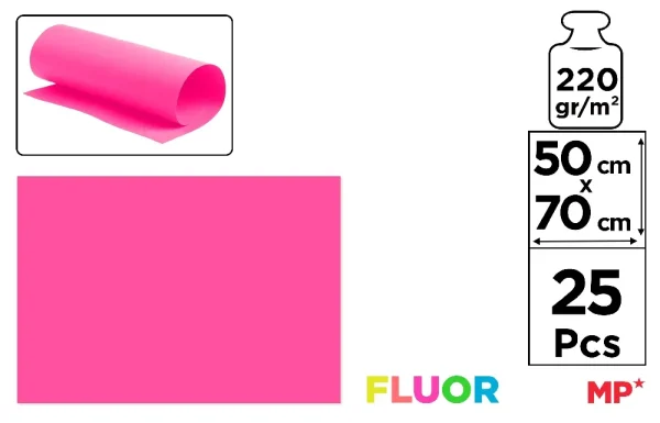 CARTULINA FLUORESCENTE FUCSIA 50 x 70 cm